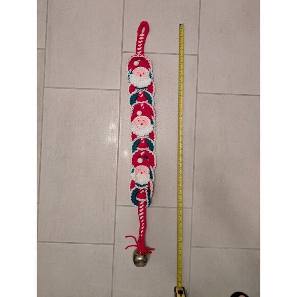 Vintage Handmade Christmas Wall Décor Set (Plastic Canvas JOY + Crocheted Santa) - Picture 4 of 8